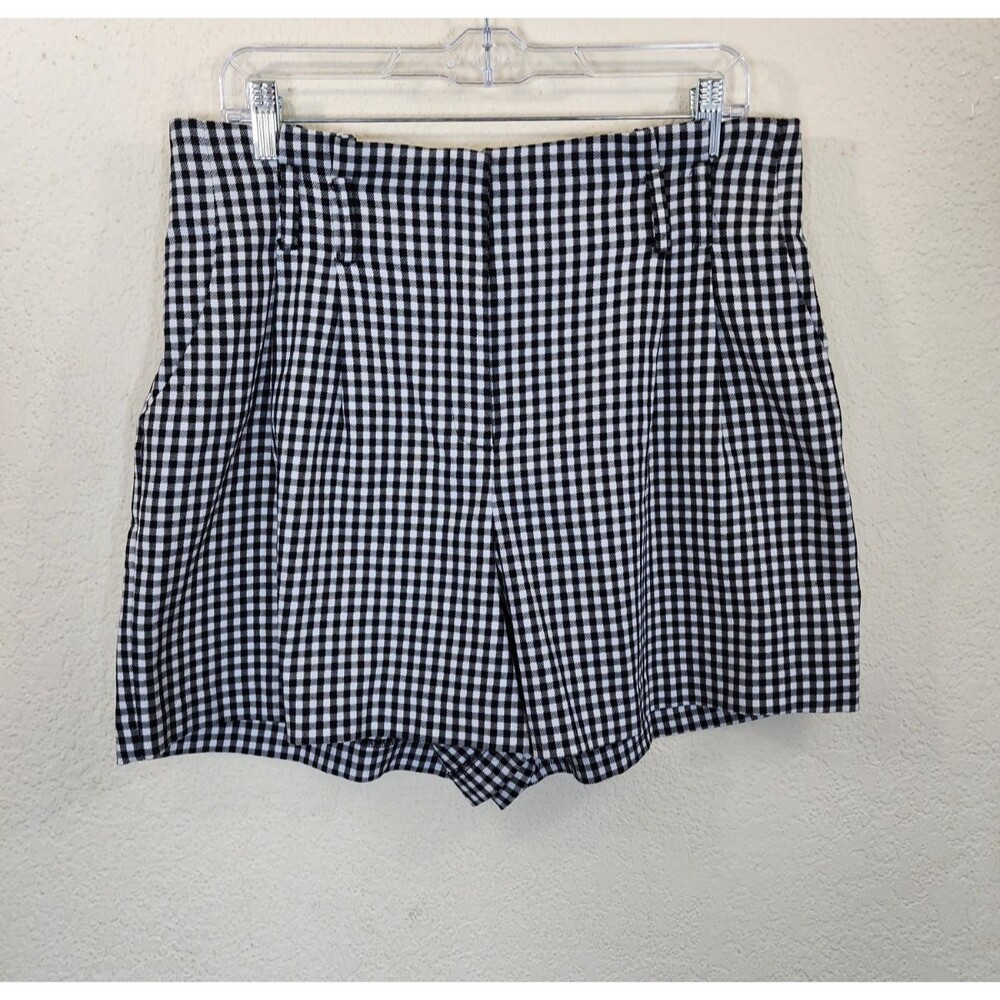 Miss Selfridge Shorts Womens US 12 High Waisted Gingham Check Plaid Pleated
